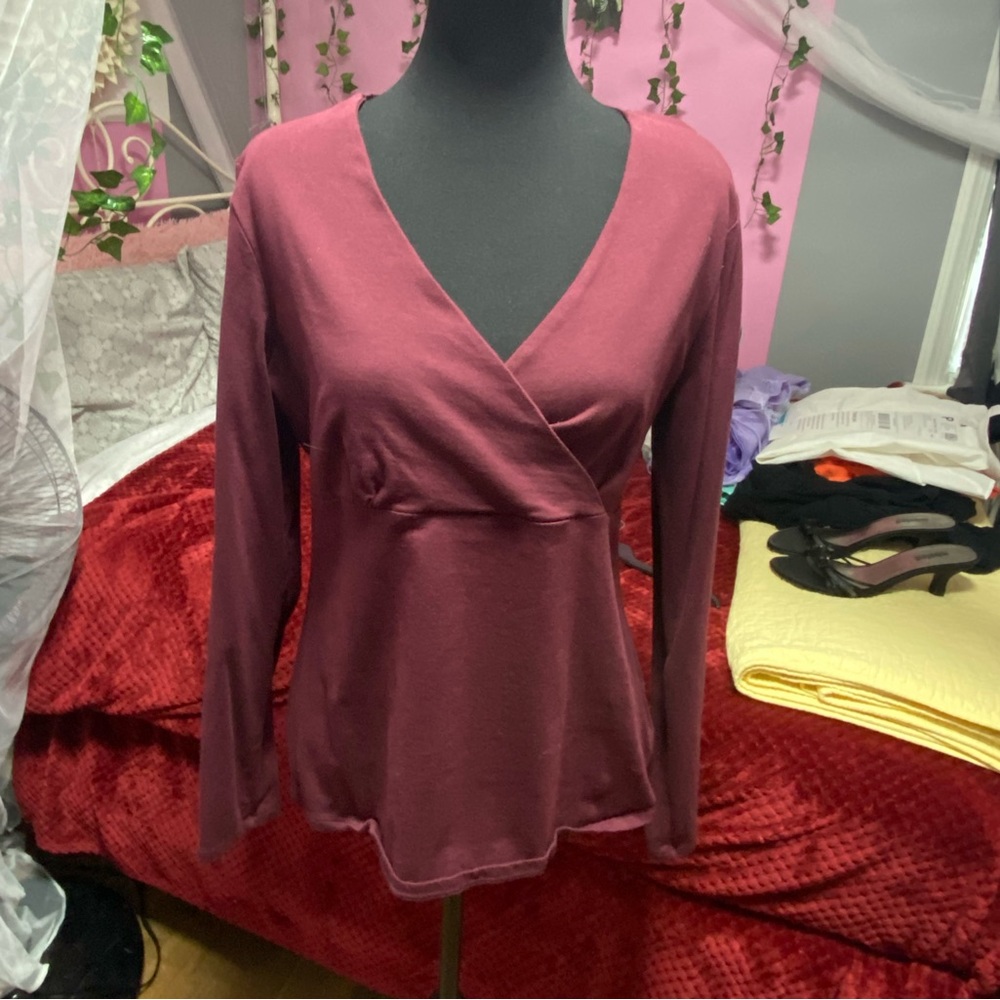 Eddie Bauer woman’s long sleeve wrap v neck top